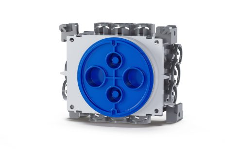 Wall box with blue cover for wood constructions