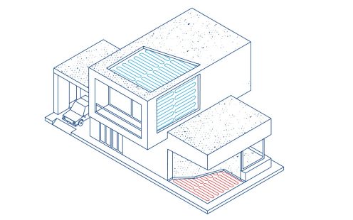 HVAC application areas illustration underfloor ceiling wall heating cooling residential single family home | Pipelife
