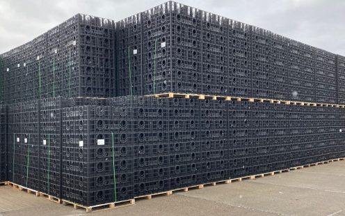 Stormbox E soakaway crates in the warehouse of Pipelife Poland | Pipelife