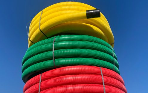 Trispalvė iš gofruotų kabelių apsaugos vamzdžių su mova | Pipelife Lietuva