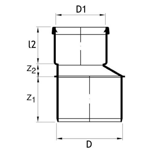 Technical drawing PP sewage reducer