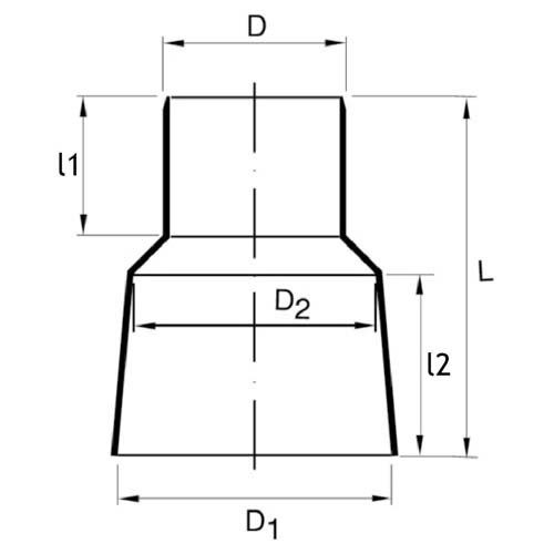 Technical drawing PVC sewage concrete connector