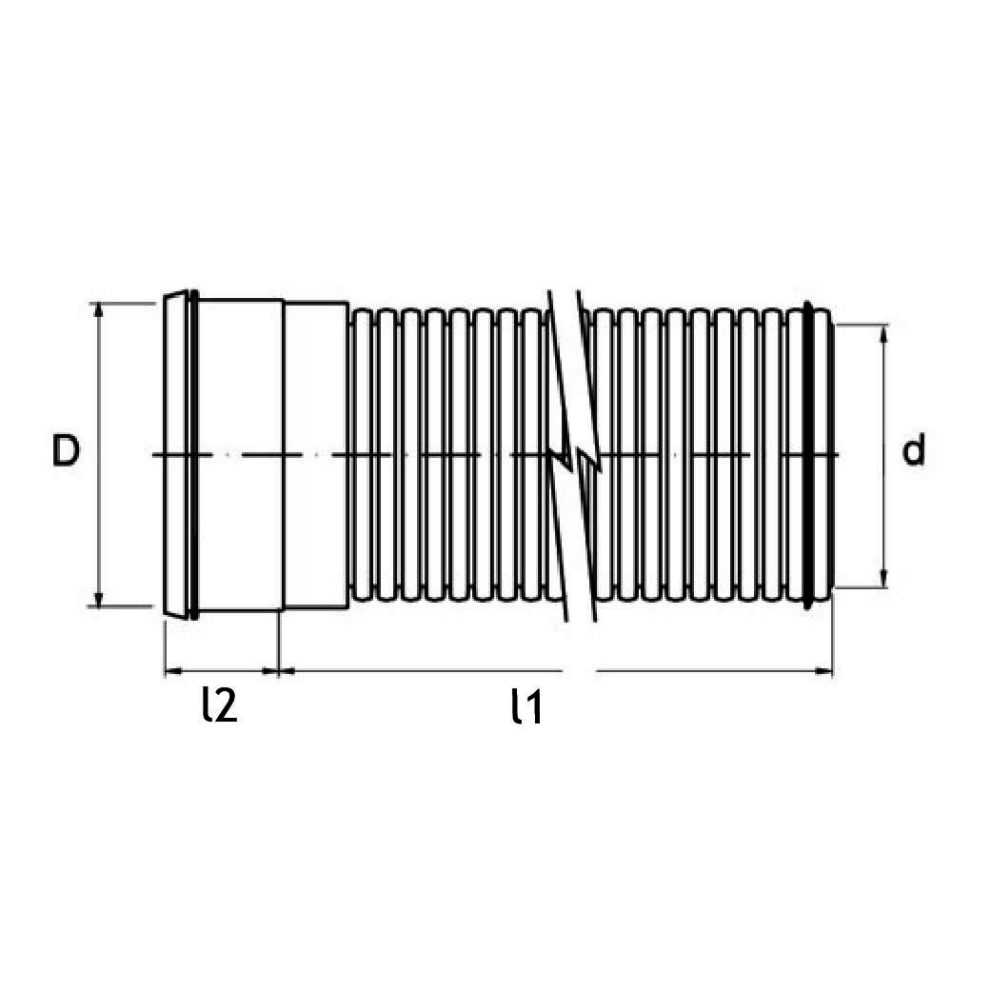 Technical drawing PP pragma SN8 pipe