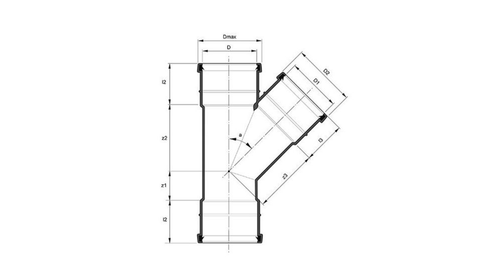 Measurement drawing branch 45gr 3 socket