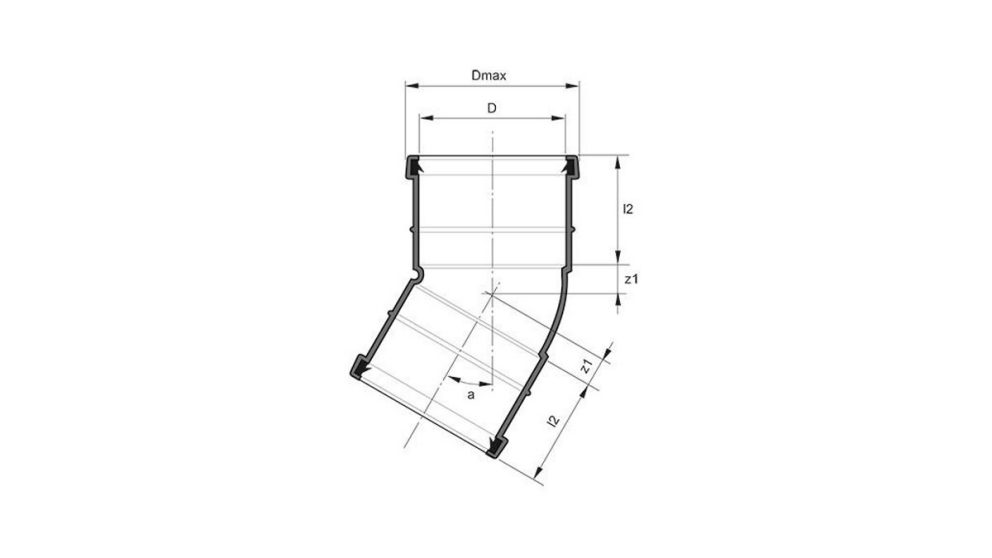 Measurement drawing bend 30gr 2 socket