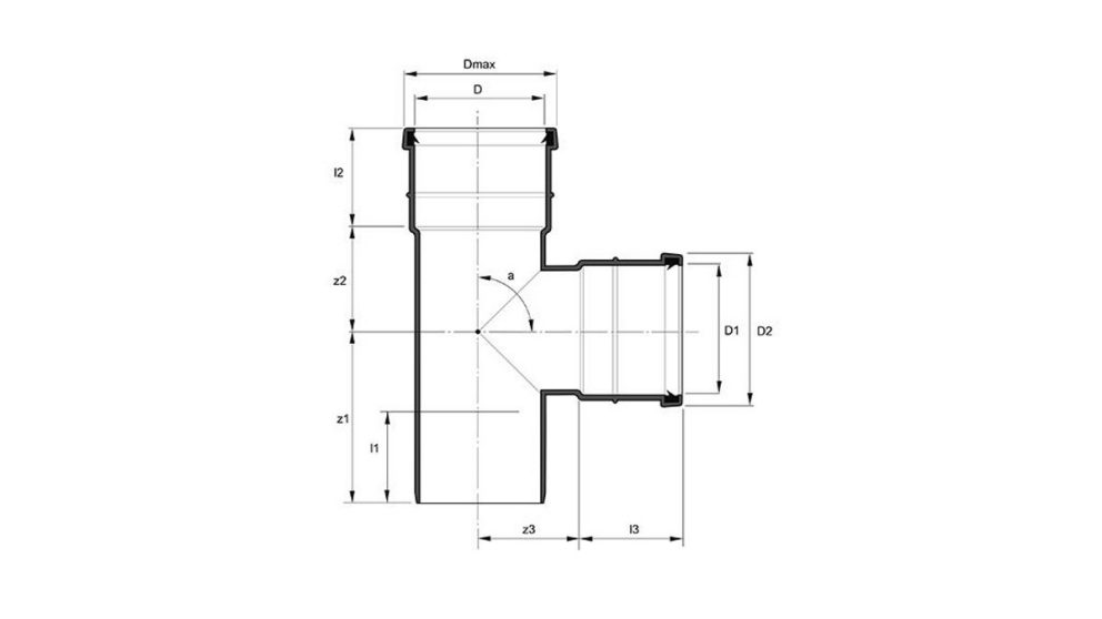 Measurement drawing branch 90gr 2 socket