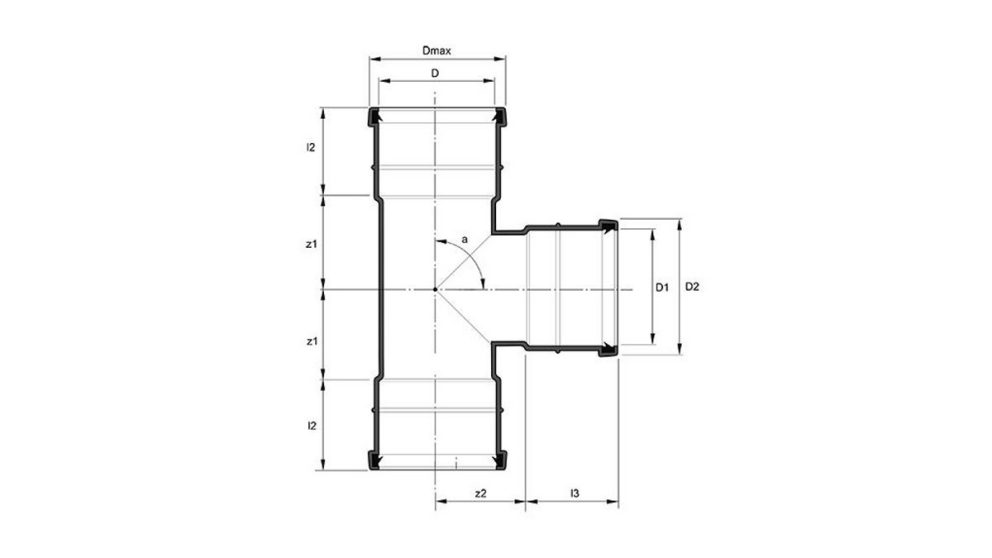 Measurement drawing branch 90gr 3 socket