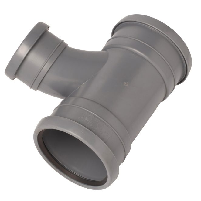 PP Soil long branch 110-75mm 90deg allsocket grey Nordic