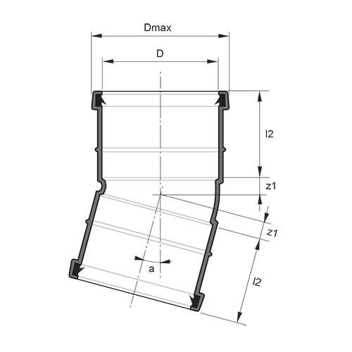 Measurement drawing bend 15gr 2 socket