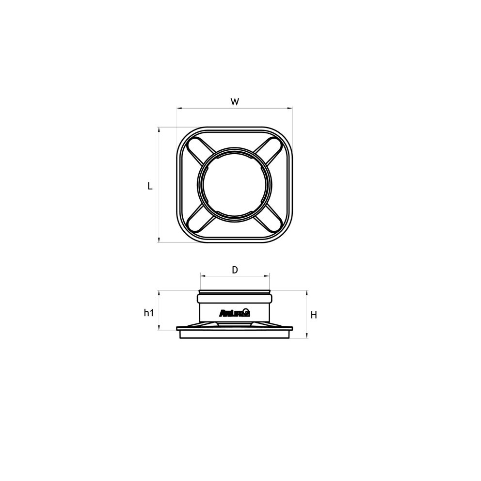 Technical drawing PE top adapter Stombox II