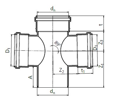 Drawing double branch 90 Comfort