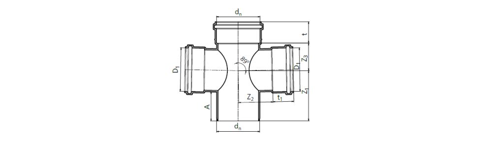 Drawing double branch 90 Comfort