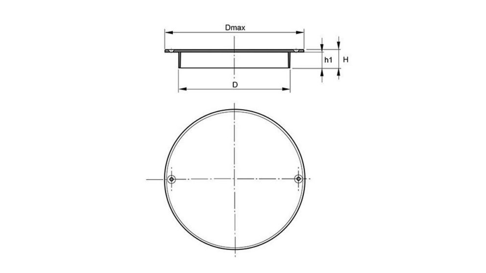 Measurement drawing PP chamber cover with screws 1,5ton