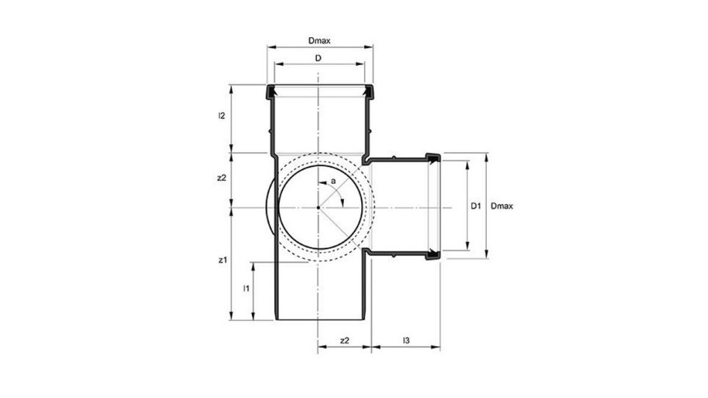 Measurement drawing corner branch 90gr