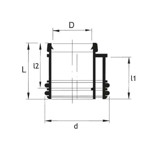 Technical drawing PP soil universal reducer Nordic