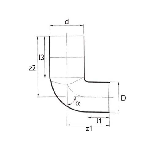 Technical drawing PP soil WC bend with gasket