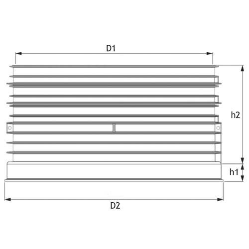 Technical drawing PRO1000 riser ring with outlet