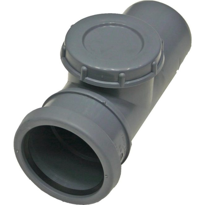 PP soil access pipe allsocketed with muff and cover Nordic grey