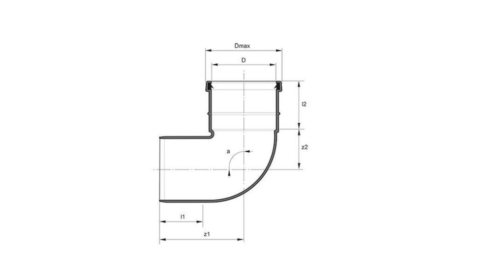 Measurement drawing bend 90gr 1 socket