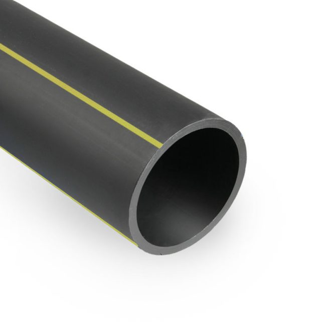 PE gas pipe black with yellow stripes