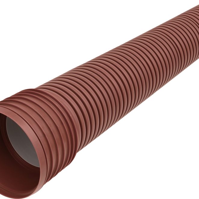 PP Pragma pipe with socket corrugated brown