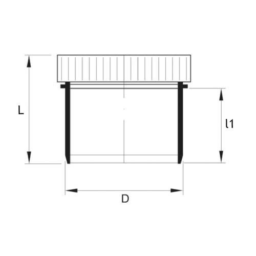 Technical drawing sewage access plug with internal threads