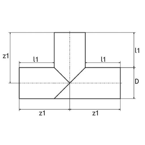 Technical drawing PE100 segmented tees SDR 11/17/26