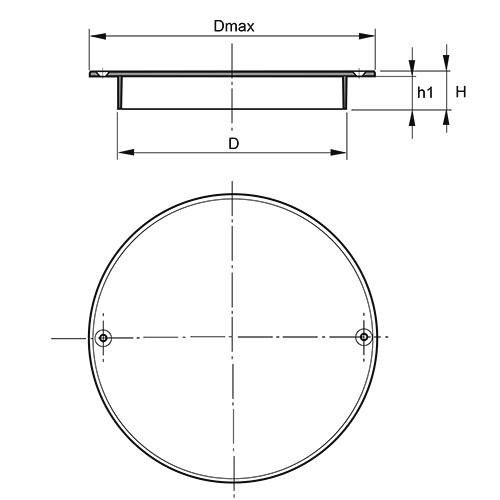 Measurement drawing PP chamber cover with screws 1,5ton
