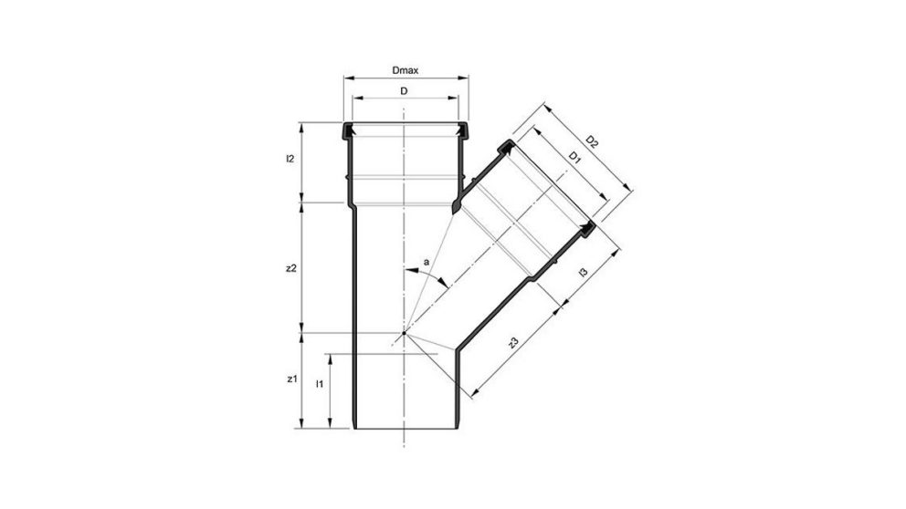 Measurement drawing branch 45gr 2 socket