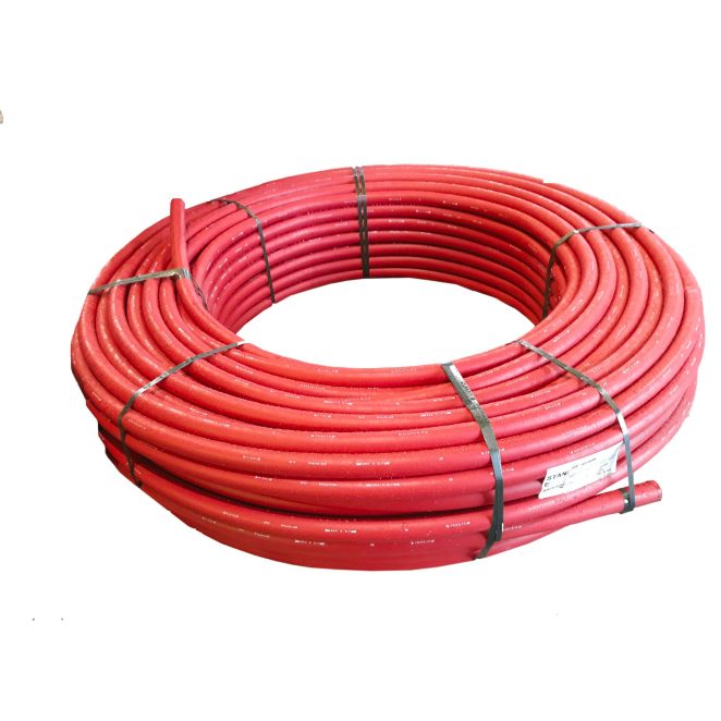PE electro pipe coil red with white stripes 