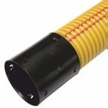 PE cableprotection pipe with socket corrugated yellow with two red stripes