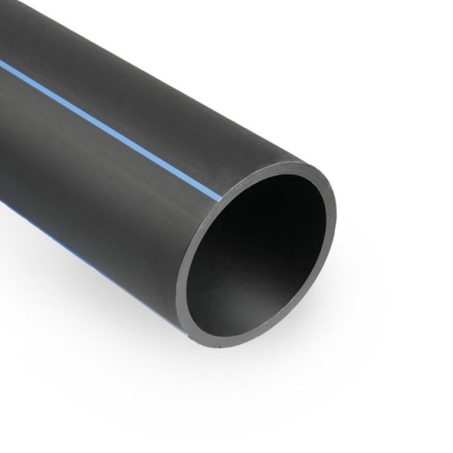 PE water pipe black with blue stripes