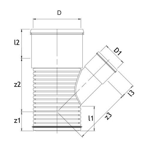 Technical drawing PP pragma branch 45 degrees