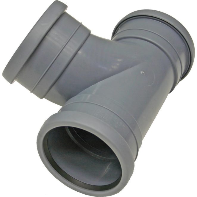 PP soil 3 connection branch with 3 socket Nordic grey