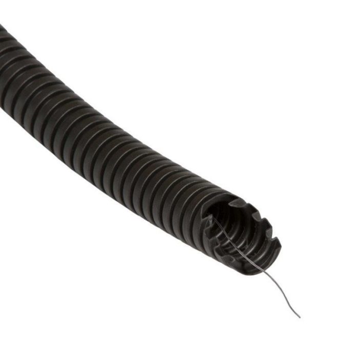 PVC electro flexible corrugated installation pipe with wire black